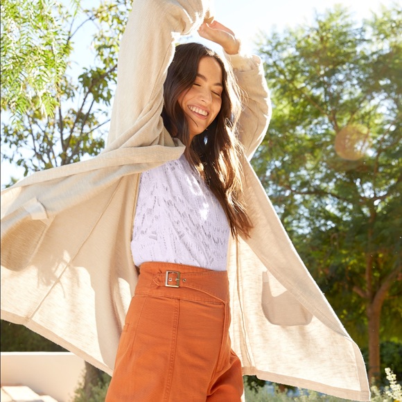 DONNI Ribbed Sweater Coat Grey One Size Fits All - Picture 9 of 10